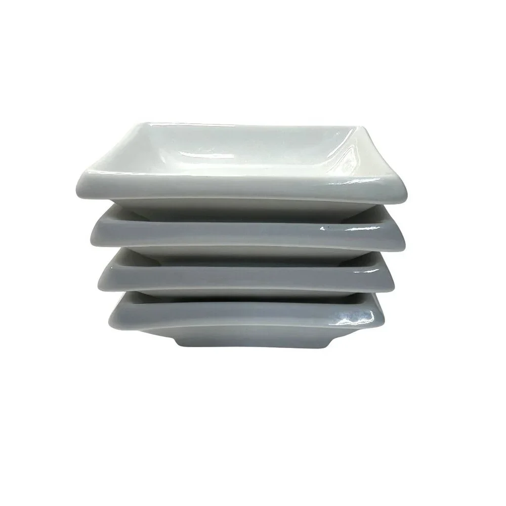 Set Of 3 Pier 1 China White‎ Porcelain Rectangular Sushi Dishes +1 Non authentic